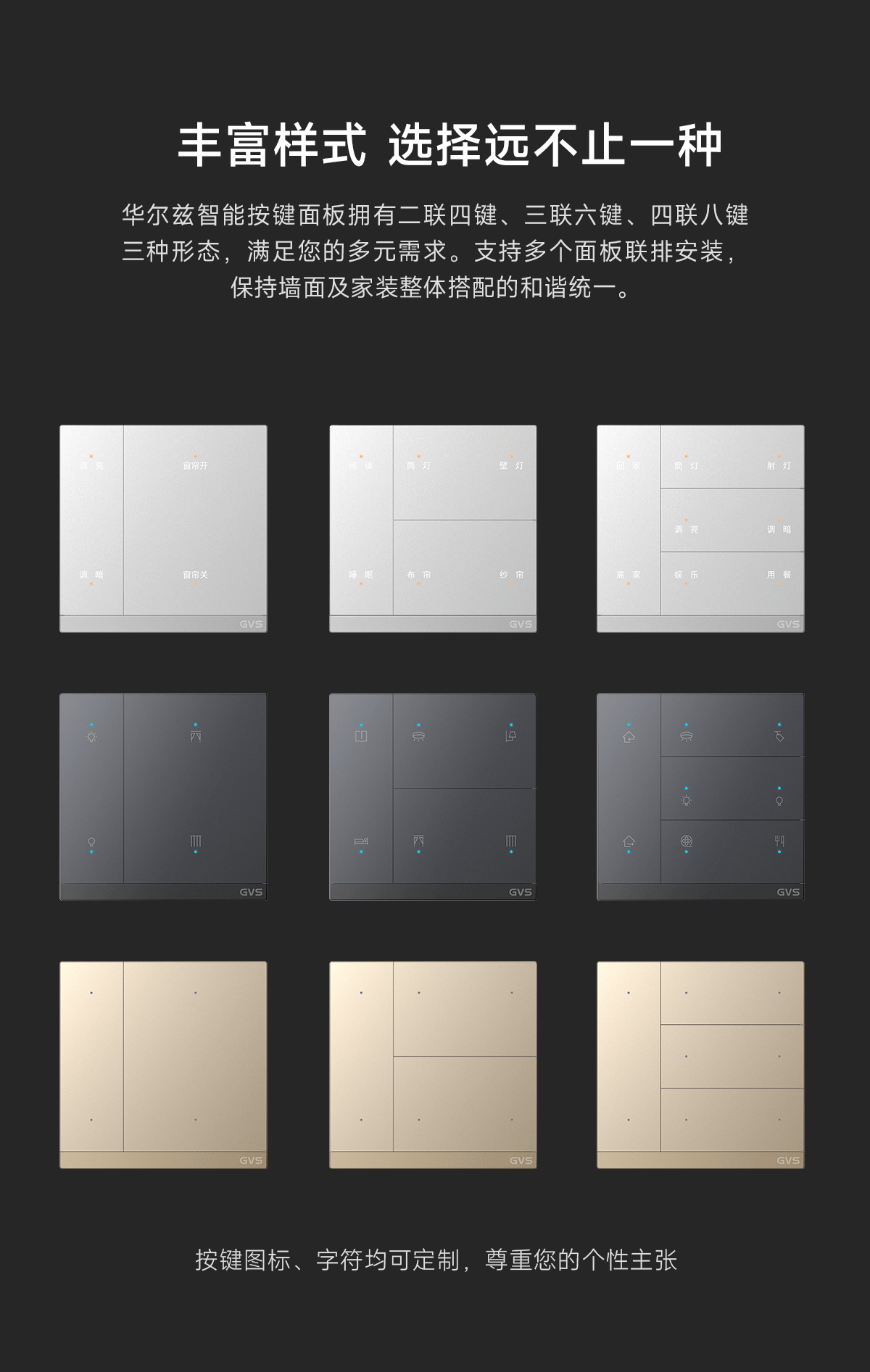 多個(gè)聯(lián)排智能家居控制面板