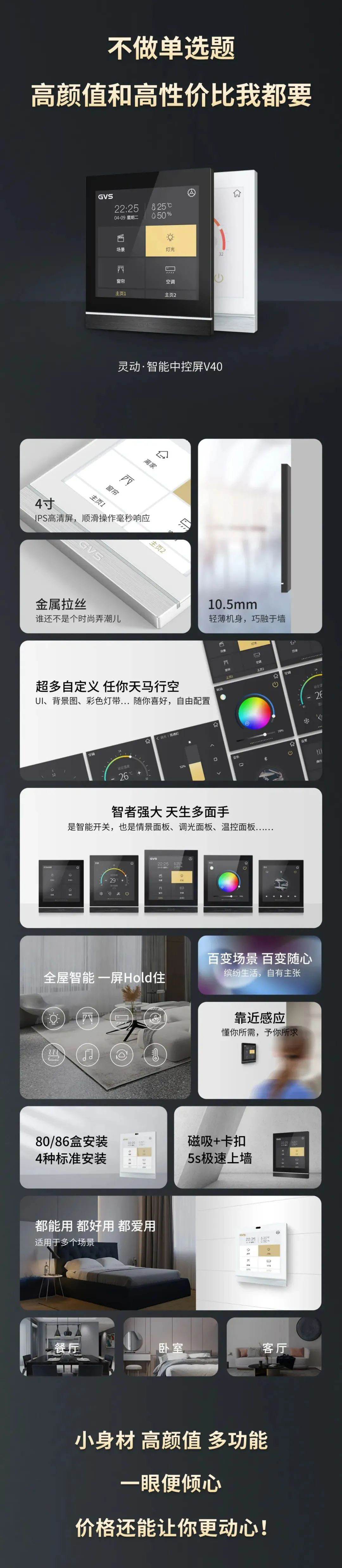 智能家居好物推薦，4寸智能中控屏-靈動(dòng)·V40